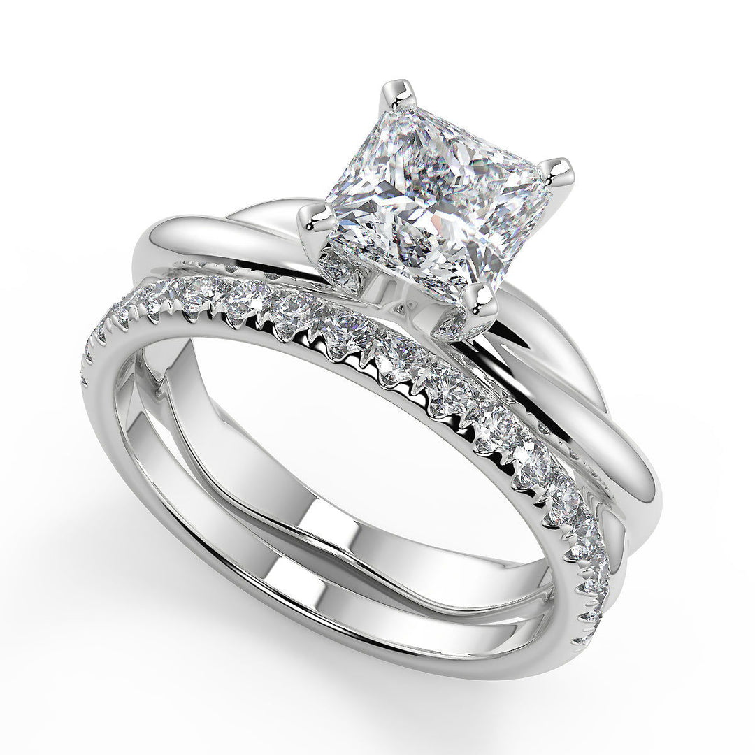 Mila Infinity Solitaire Rope 4 Prong Princess Cut Diamond Engagement Ring - Nivetta