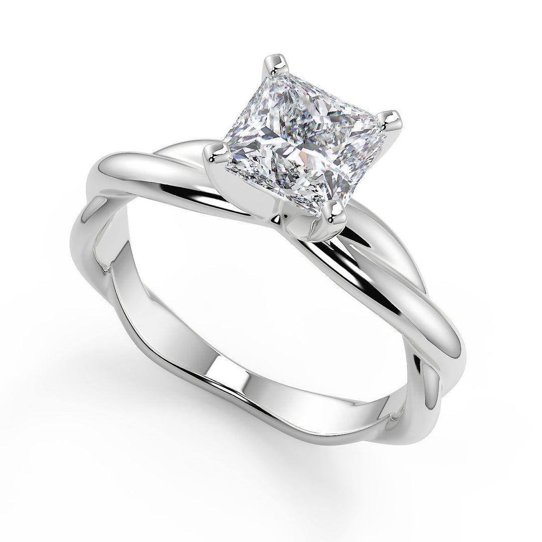 Mila Infinity Solitaire Rope 4 Prong Princess Cut Diamond Engagement Ring - Nivetta
