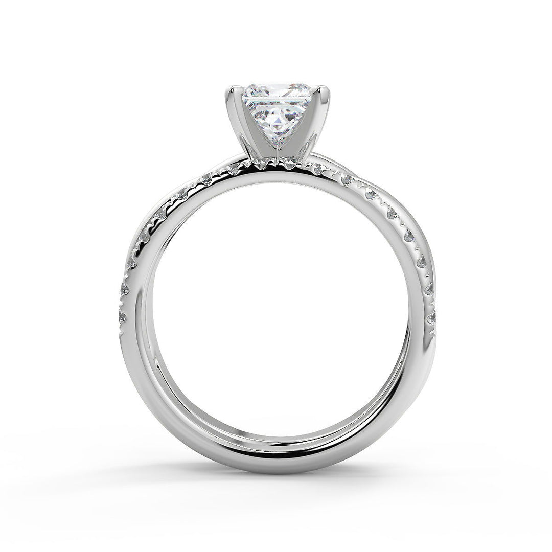 Mila Infinity Solitaire Rope 4 Prong Princess Cut Diamond Engagement Ring - Nivetta