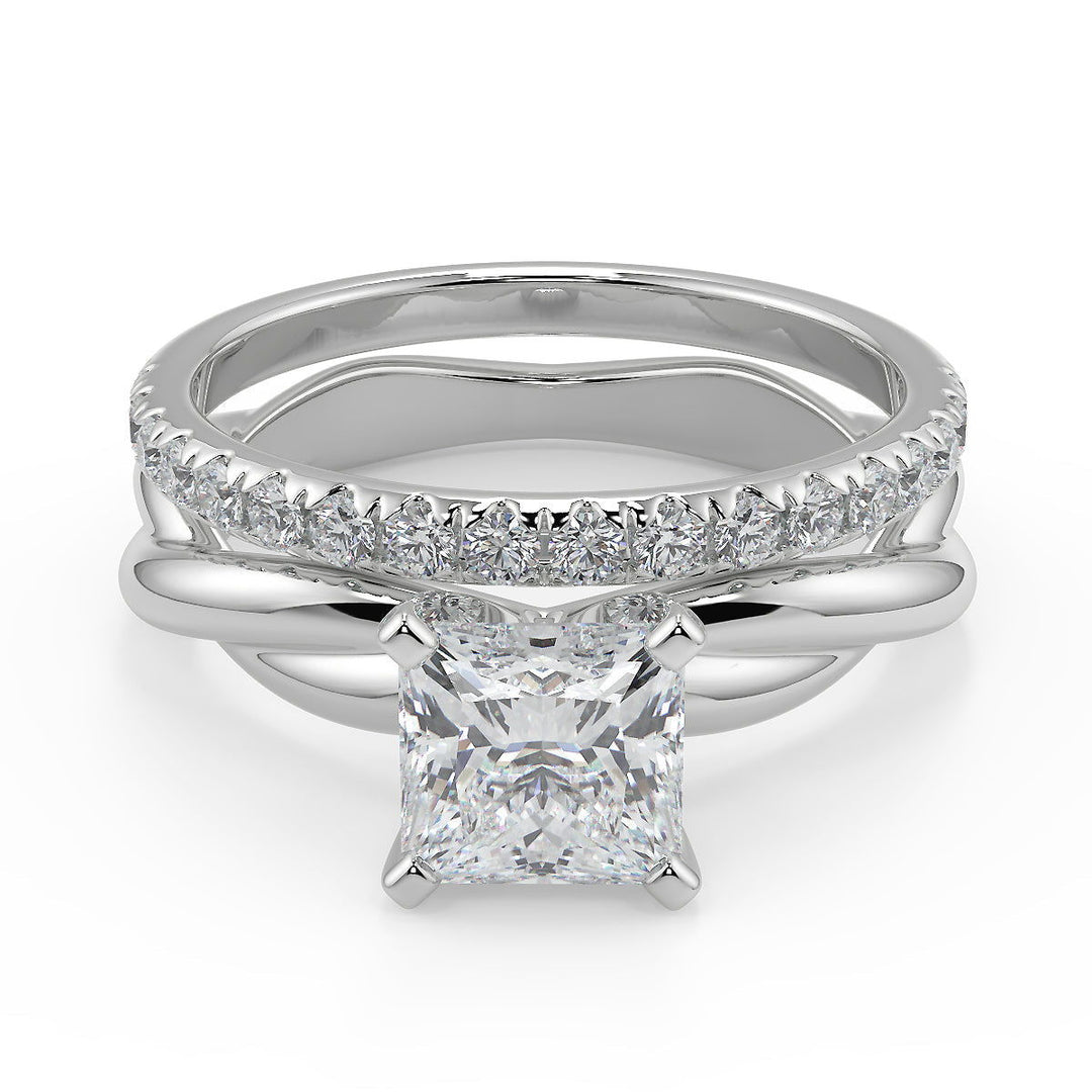 Mila Infinity Solitaire Rope 4 Prong Princess Cut Diamond Engagement Ring - Nivetta