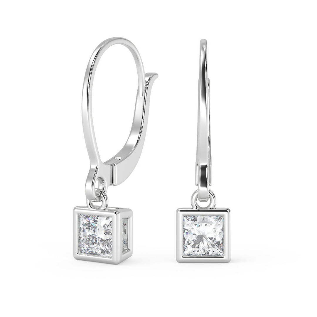 Milagros Princess Cut Bezel Earrings Leverback - Nivetta