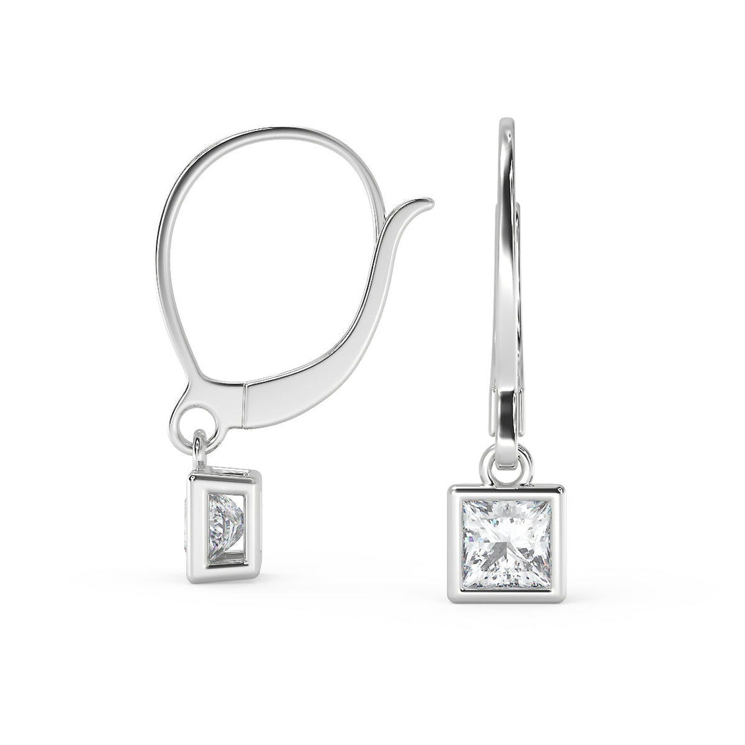 Milagros Princess Cut Bezel Earrings Leverback - Nivetta