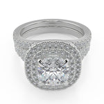 Load image into Gallery viewer, Miriam Double Halo Split Shank Pave Cushion Cut Diamond Ring - Nivetta
