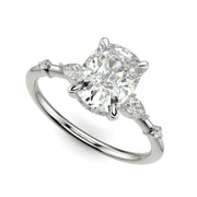 Monique Cushion Cut Hidden Halo Side Stones 4 Prong Claw Set Engagement Ring Setting - Nivetta