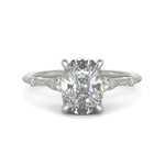 Load image into Gallery viewer, Monique Cushion Cut Hidden Halo Side Stones 4 Prong Claw Set Engagement Ring Setting - Nivetta
