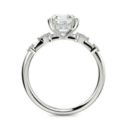 Monique Emerald Cut Hidden Halo Side Stones 4 Prong Claw Set Engagement Ring Setting - Nivetta