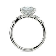 Monique Princess Cut Hidden Halo Side Stones 4 Prong Claw Set Engagement Ring Setting - Nivetta