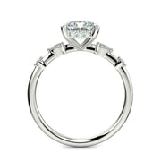 Monique Radiant Cut Hidden Halo Side Stones 4 Prong Claw Set Engagement Ring Setting - Nivetta