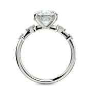 Monique Round Cut Hidden Halo Side Stones 4 Prong Claw Set Engagement Ring Setting - Nivetta