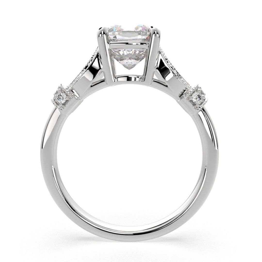 Nadia Cushion Cut Pave Milgrain Engagement Ring Setting - Nivetta