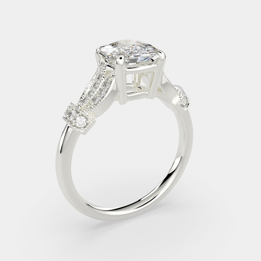 Nadia Cushion Cut Pave Milgrain Engagement Ring Setting - Nivetta