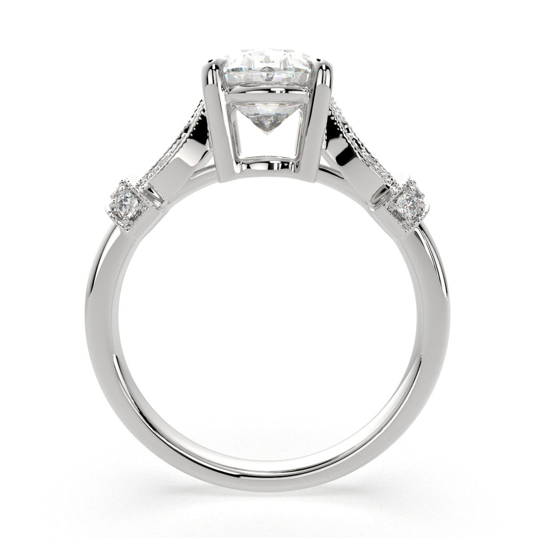 Nadia Oval Cut Pave Milgrain Engagement Ring Setting - Nivetta