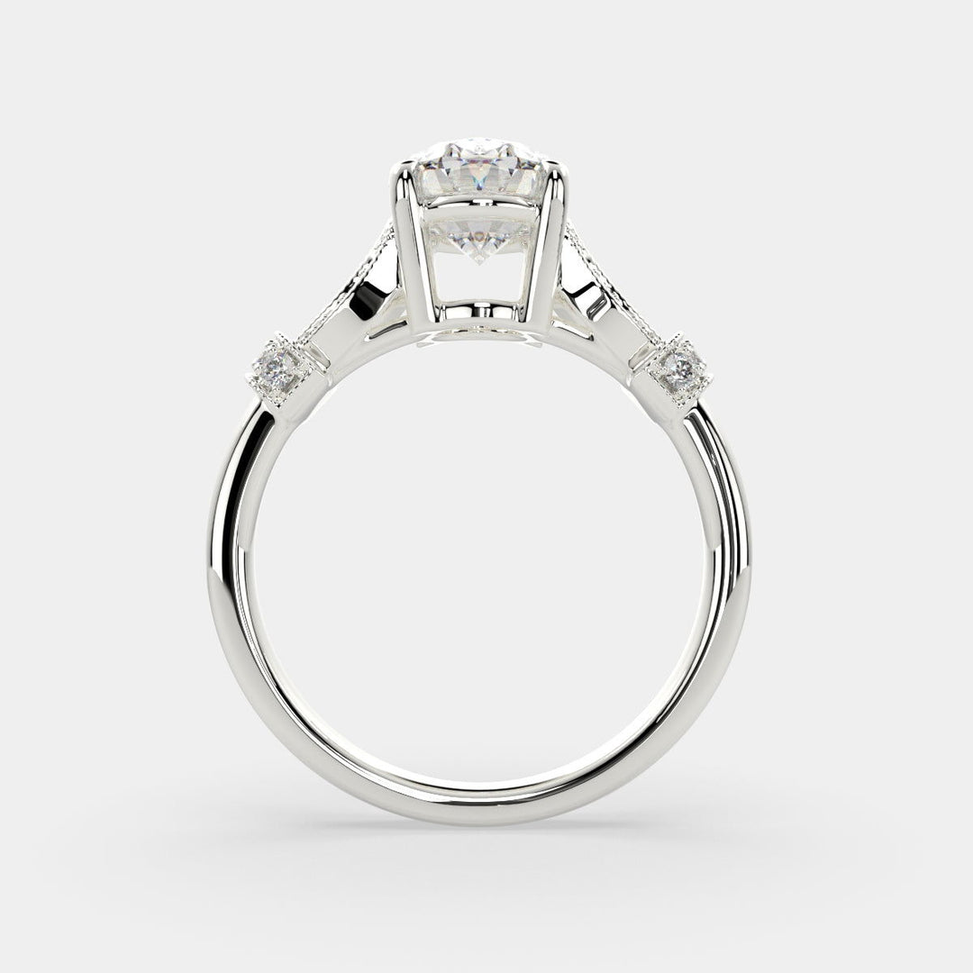 Nadia Oval Cut Pave Milgrain Engagement Ring Setting - Nivetta