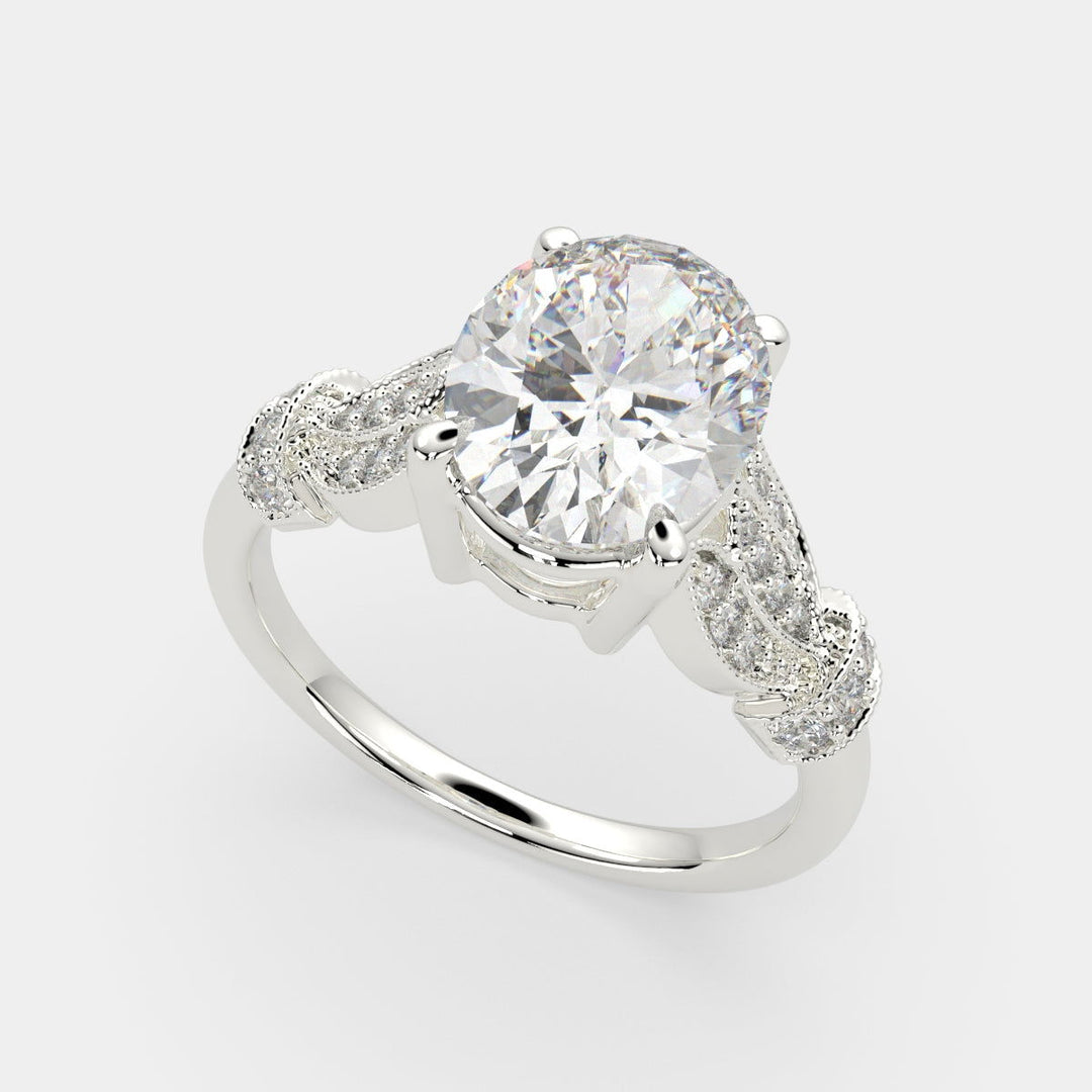 Nadia Oval Cut Pave Milgrain Engagement Ring Setting - Nivetta