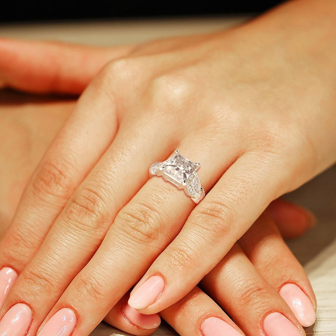 Nadia Princess Cut Pave Milgrain Engagement Ring Setting - Nivetta
