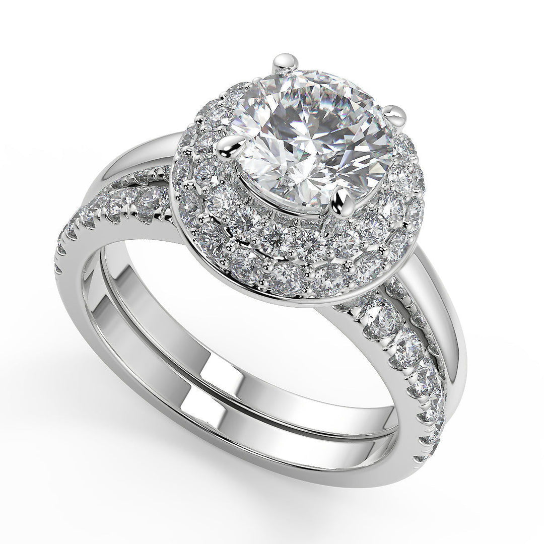 Natalia Double Halo Round Cut Diamond Engagement Ring - Nivetta
