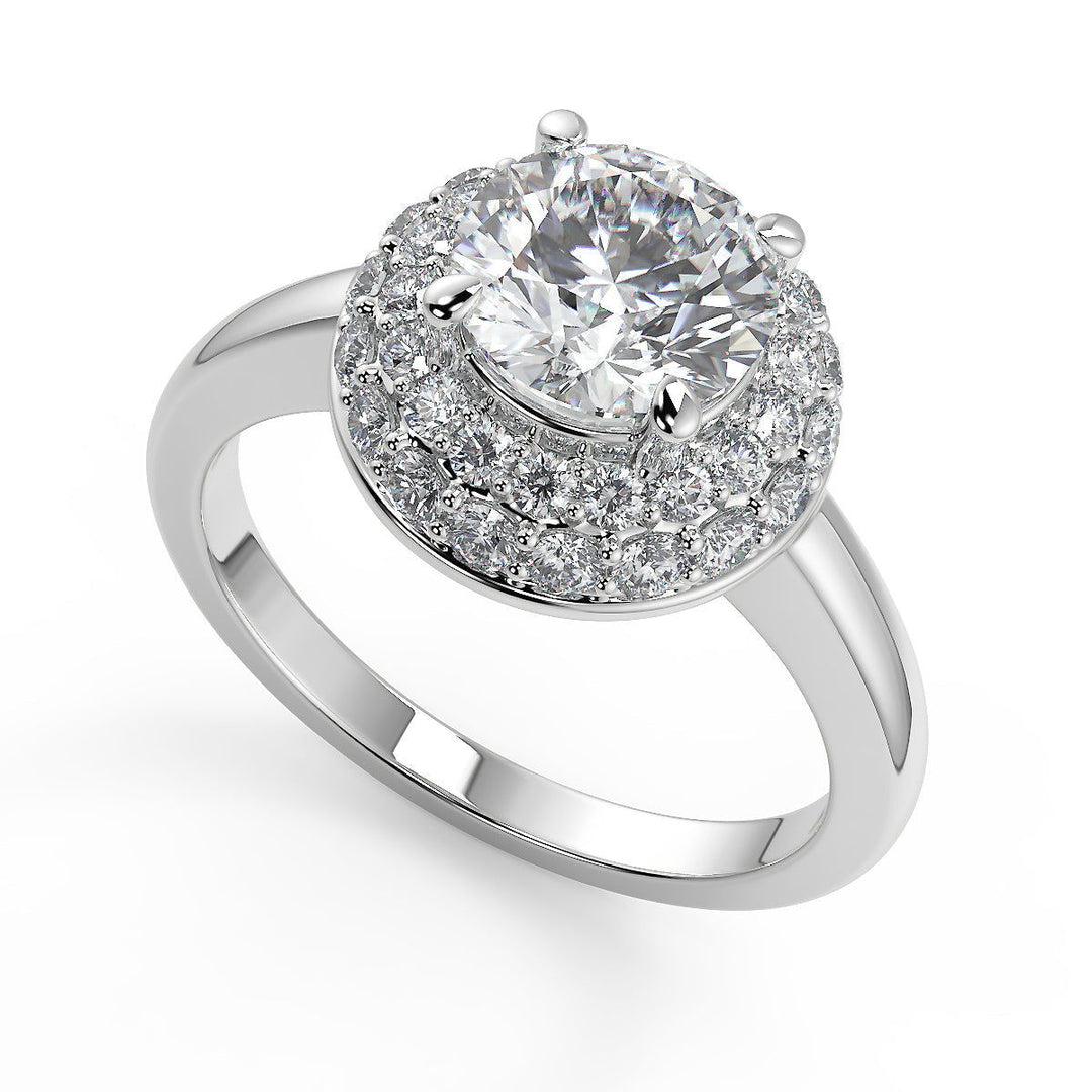 Natalia Double Halo Round Cut Diamond Engagement Ring - Nivetta