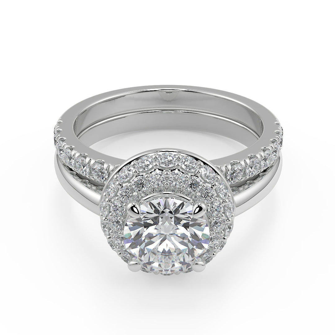 Natalia Double Halo Round Cut Diamond Engagement Ring - Nivetta