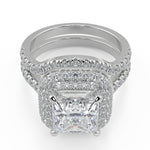 Load image into Gallery viewer, Natalya Double Halo Pave Princess Cut Diamond Engagement Ring - Nivetta
