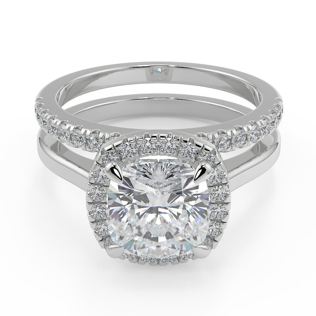 Nathalie Halo Semi Solitaire Round Cut Engagement Ring - Nivetta - Nivetta