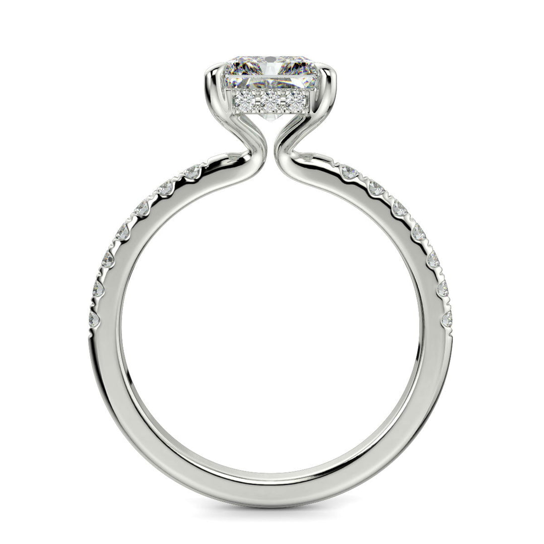 Nicollette Radiant Cut Pave Hidden Halo 4 Prong Claw Set Engagement Ring Setting - Nivetta