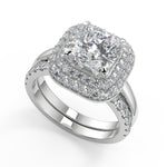 Load image into Gallery viewer, Nyasia Double Halo Cushion Cut Diamond Engagement Ring - Nivetta
