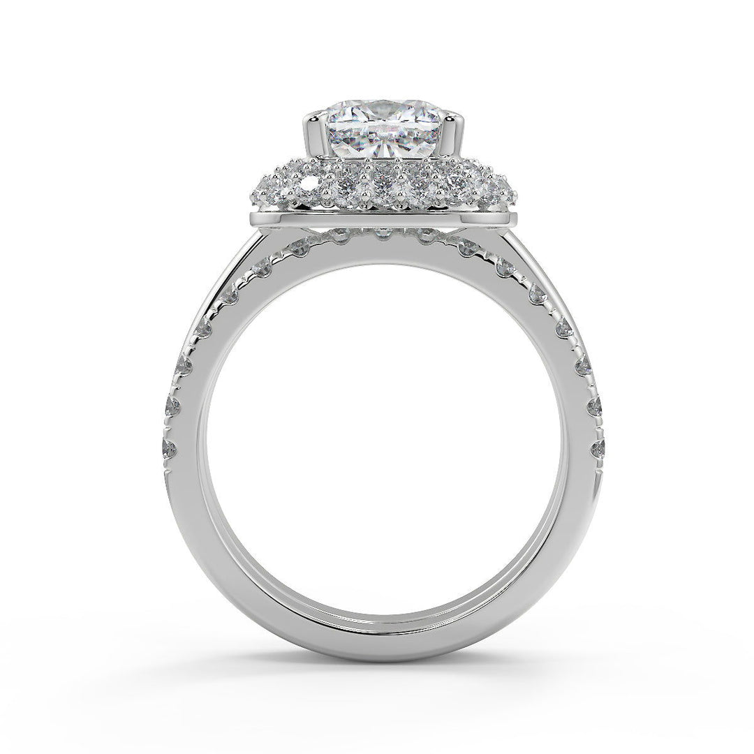 Nyasia Double Halo Cushion Cut Diamond Engagement Ring - Nivetta