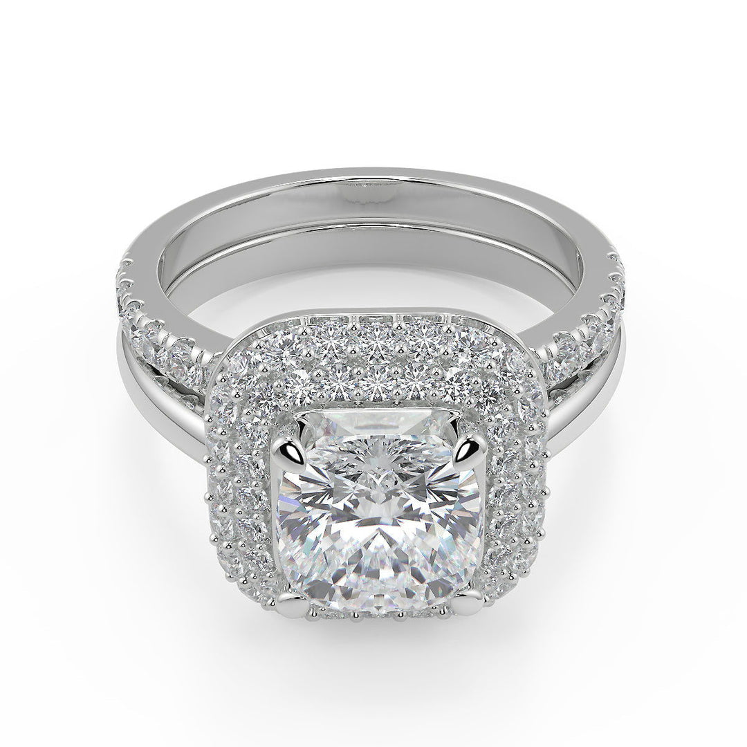 Nyasia Double Halo Cushion Cut Diamond Engagement Ring - Nivetta