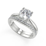 Load image into Gallery viewer, Olive Squared 4 Claw Solitaire Round Cut Diamond Engagement Ring - Nivetta
