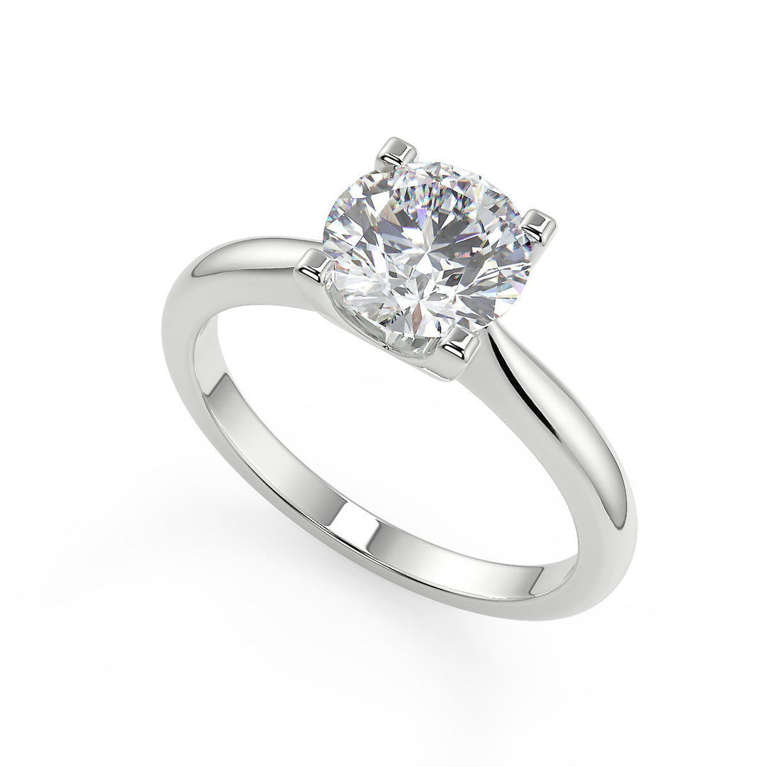 Olive Squared 4 Claw Solitaire Round Cut Diamond Engagement Ring - Nivetta