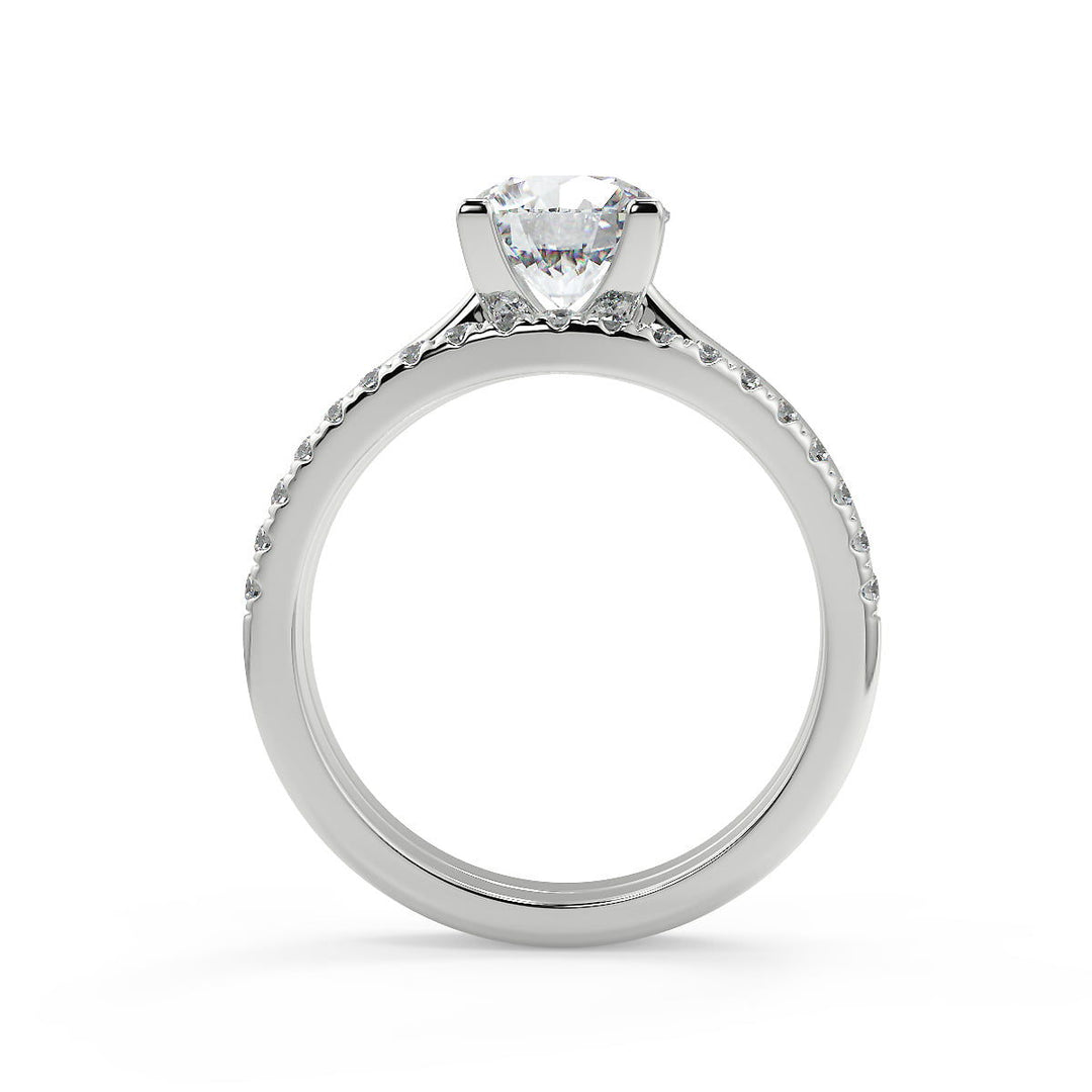 Olive Squared 4 Claw Solitaire Round Cut Diamond Engagement Ring - Nivetta