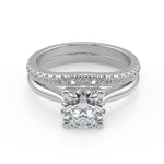 Load image into Gallery viewer, Olive Squared 4 Claw Solitaire Round Cut Diamond Engagement Ring - Nivetta
