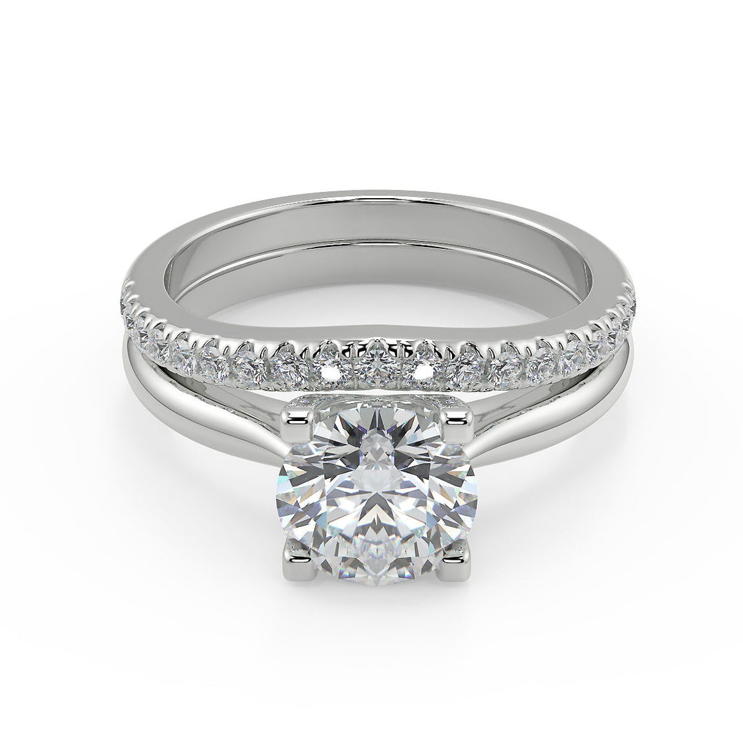 Olive Squared 4 Claw Solitaire Round Cut Diamond Engagement Ring - Nivetta