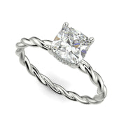 Olivia Cushion Cut Rope Hidden Halo Twist Claw Set Engagement Ring Setting - Nivetta