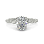 Load image into Gallery viewer, Olivia Oval Cut Rope Hidden Halo Twist Claw Set Engagement Ring Setting - Nivetta
