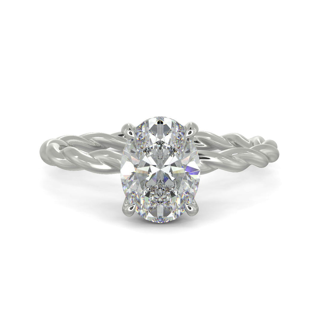 Olivia Oval Cut Rope Hidden Halo Twist Claw Set Engagement Ring Setting - Nivetta
