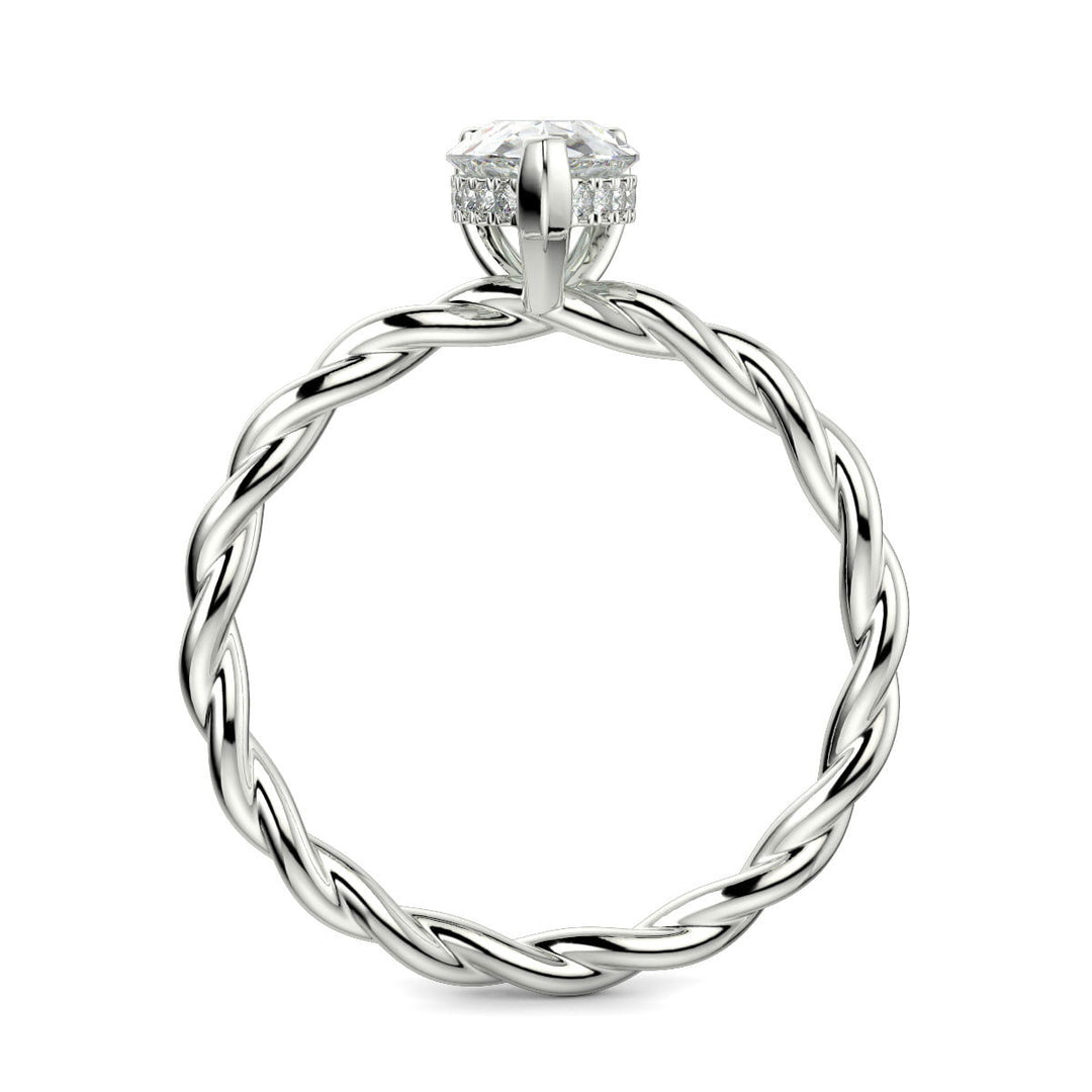 Olivia Pear Cut Rope Hidden Halo Twist Claw Set Engagement Ring Setting - Nivetta