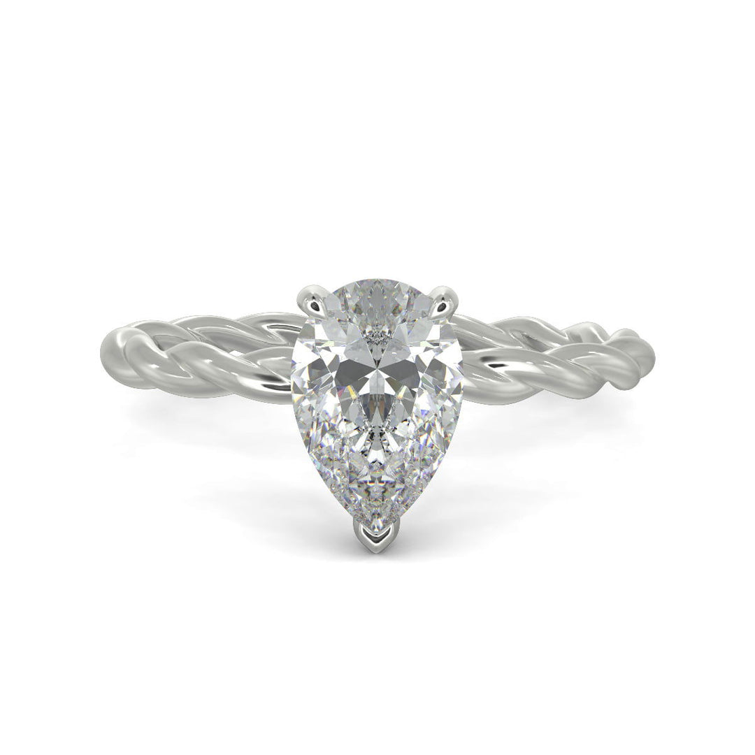 Olivia Pear Cut Rope Hidden Halo Twist Claw Set Engagement Ring Setting - Nivetta