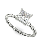 Load image into Gallery viewer, Olivia Princess Cut Rope Hidden Halo Twist Claw Set Engagement Ring Setting - Nivetta
