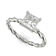 Olivia Princess Cut Rope Hidden Halo Twist Claw Set Engagement Ring Setting - Nivetta