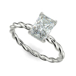 Load image into Gallery viewer, Olivia Radiant Cut Rope Hidden Halo Twist Claw Set Engagement Ring Setting - Nivetta
