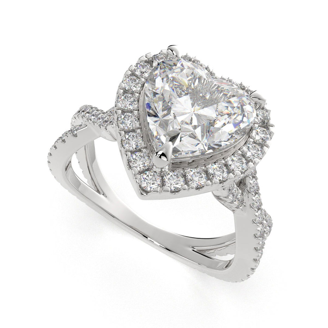 Ophelia Heart Cut Pave Halo Split Shank Engagement Ring Setting - Nivetta