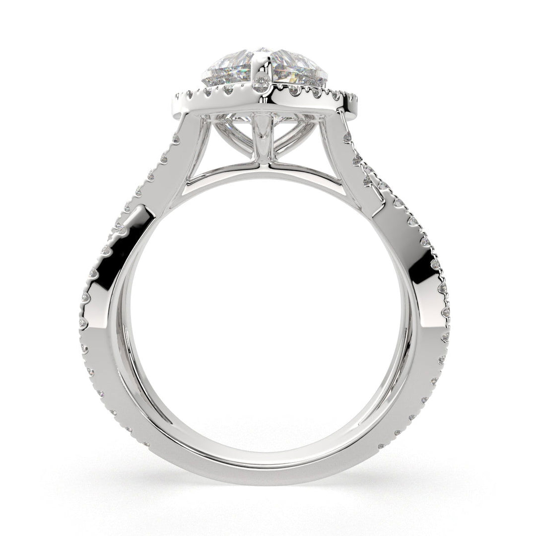 Ophelia Heart Cut Pave Halo Split Shank Engagement Ring Setting - Nivetta