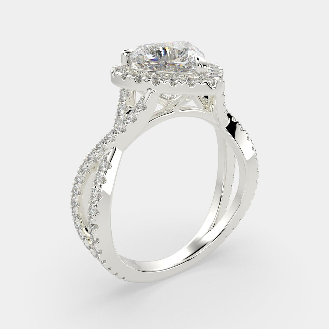 Ophelia Heart Cut Pave Halo Split Shank Engagement Ring Setting - Nivetta