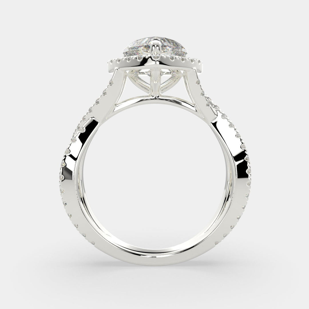 Ophelia Heart Cut Pave Halo Split Shank Engagement Ring Setting - Nivetta