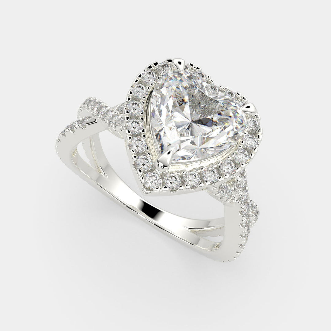 Ophelia Heart Cut Pave Halo Split Shank Engagement Ring Setting - Nivetta