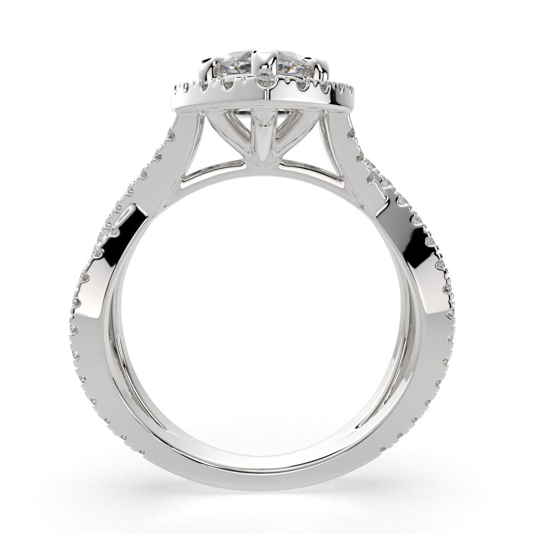 Ophelia Marquise Cut Pave Halo Split Shank Engagement Ring Setting - Nivetta