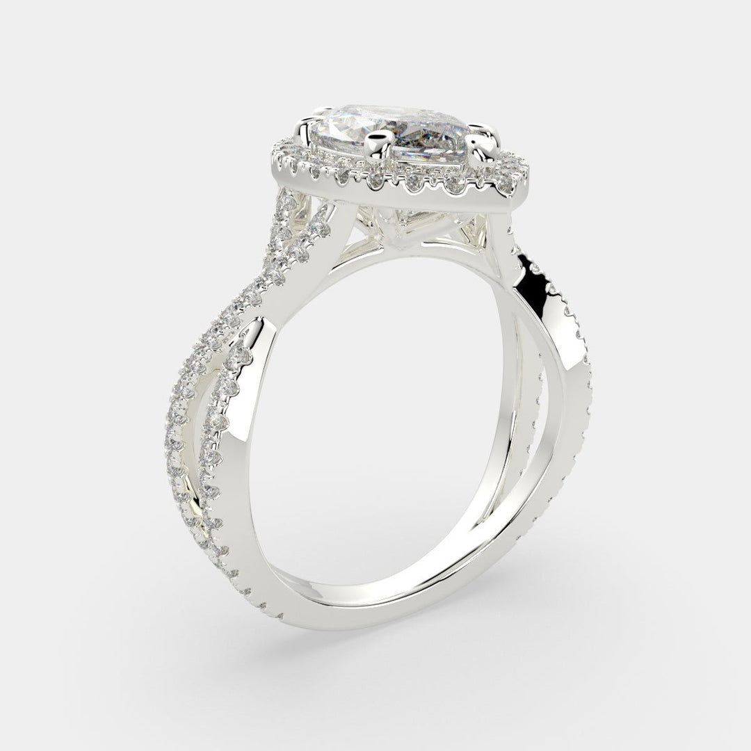 Ophelia Marquise Cut Pave Halo Split Shank Engagement Ring Setting - Nivetta