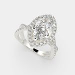 Load image into Gallery viewer, Ophelia Marquise Cut Pave Halo Split Shank Engagement Ring Setting - Nivetta
