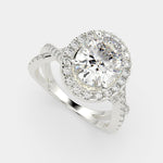 Load image into Gallery viewer, Ophelia Oval Cut Pave Halo Split Shank Engagement Ring Setting - Nivetta
